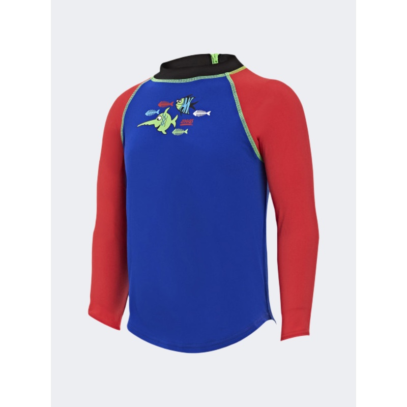 Zoggs Sea Saw Boys Beach Long Sleeve Blue/Red