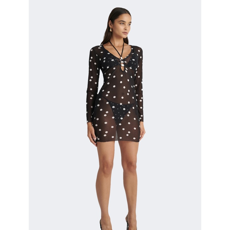 Blu4U Dotted Polca Women Beach Dress Black