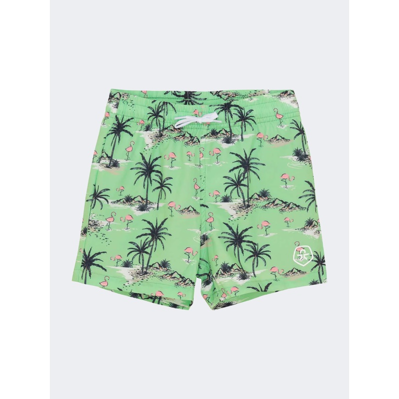 Color Kids Aop  Boys Beach Swim Short Green Ash