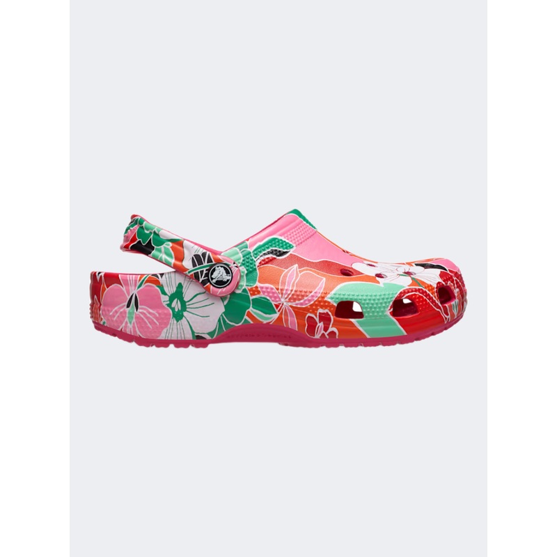 Crocs Classic Woodcut Floral Unisex Lifestyle Slippers Dragon Fruit