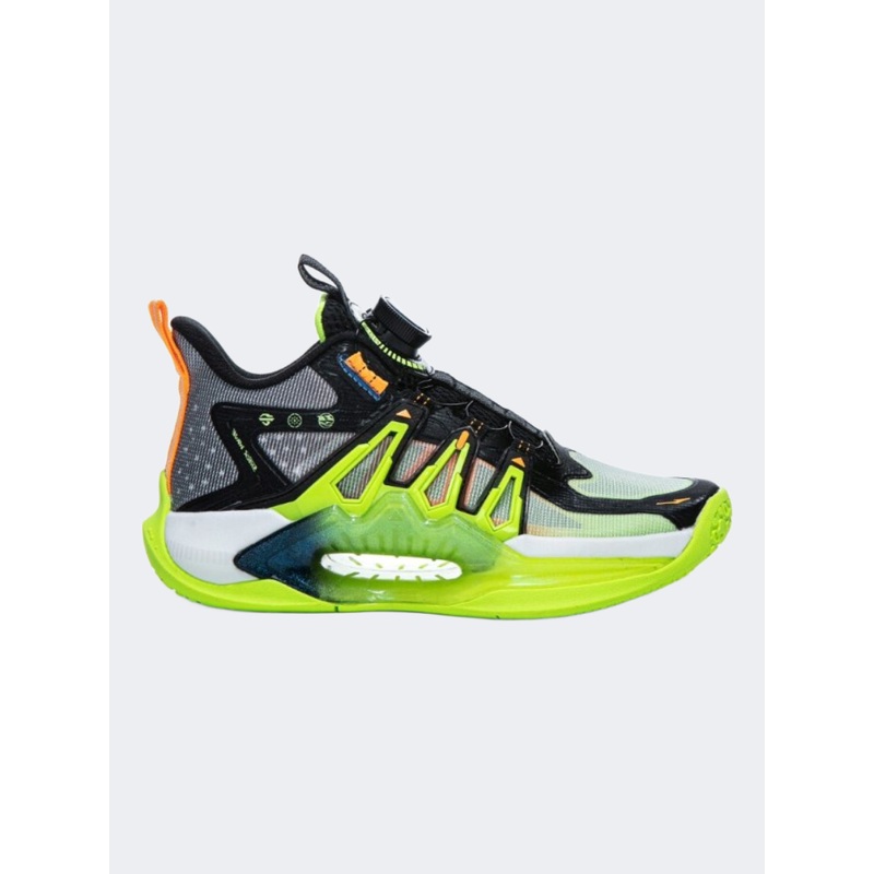 Erke Kids-Boys Basketball Shoes Black/Yellow/Green