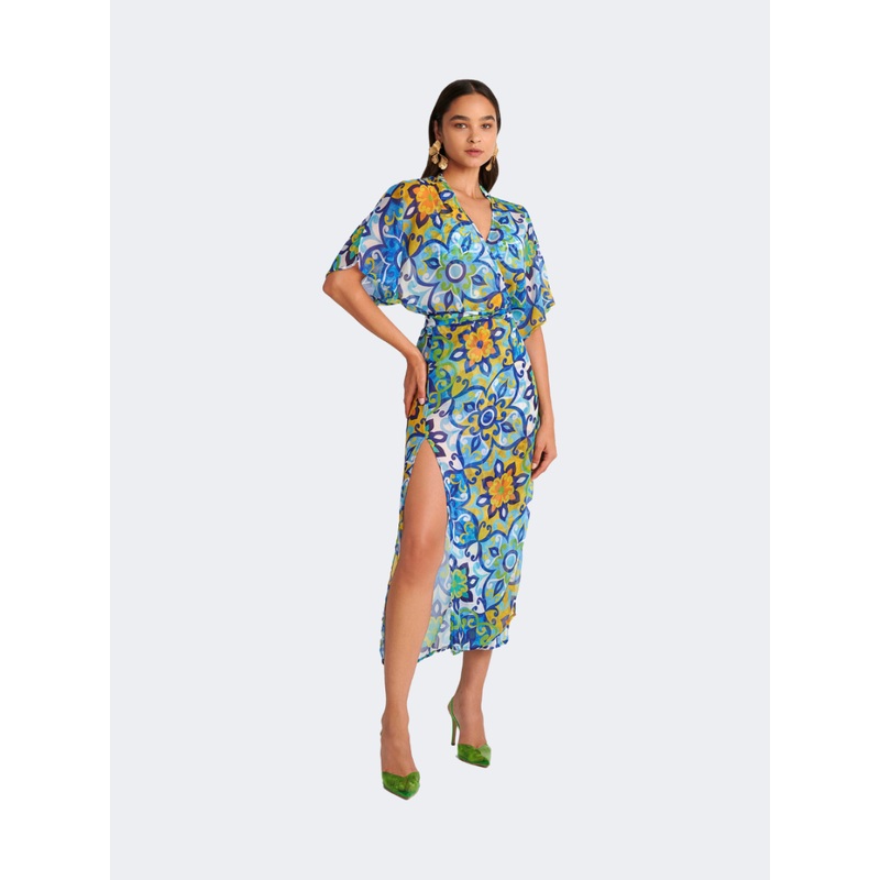 Blu 4U Women Beach Kaftan Blue Tiles