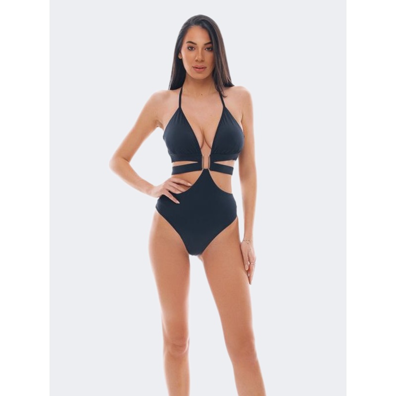 Blue Point Onepiece Solids Women Beach Monokini Black