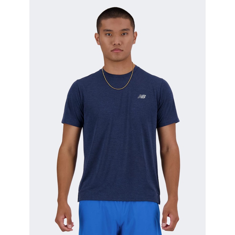 New Balance Athletics Men Performanc T-Shirt Navy Heather