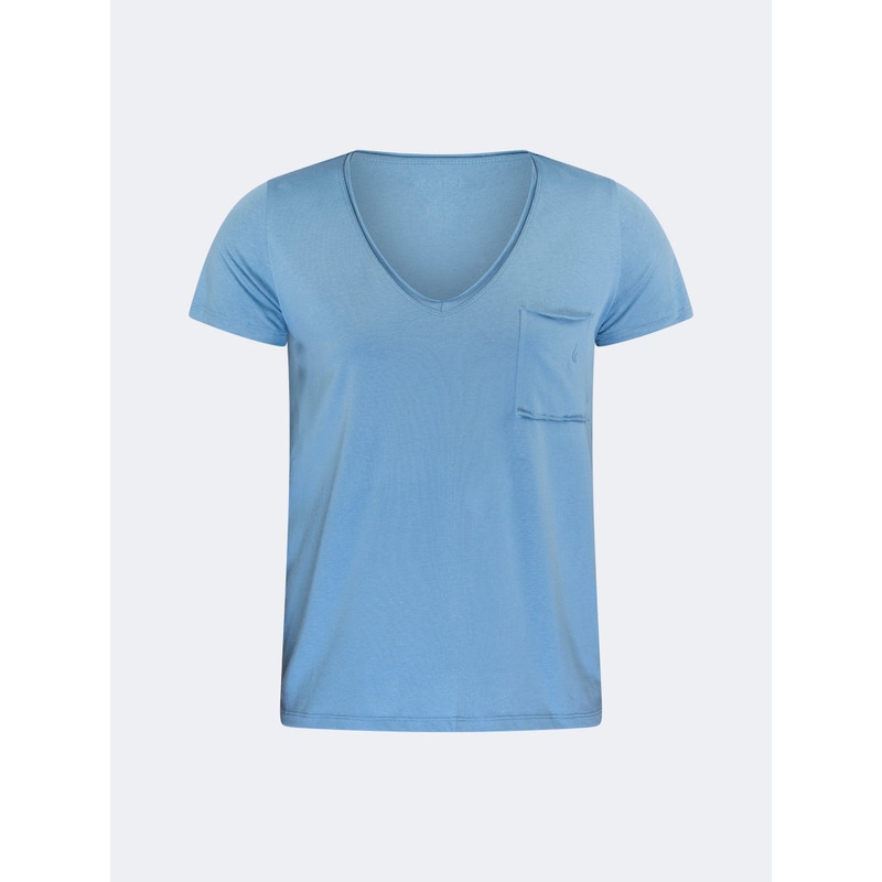 Oil And Gaz Classic Women Lifestyle V-Neck T-Shirt Blue