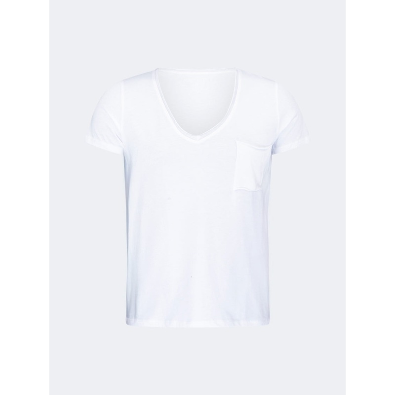 Oil And Gaz Classic Women Lifestyle V-Neck T-Shirt White