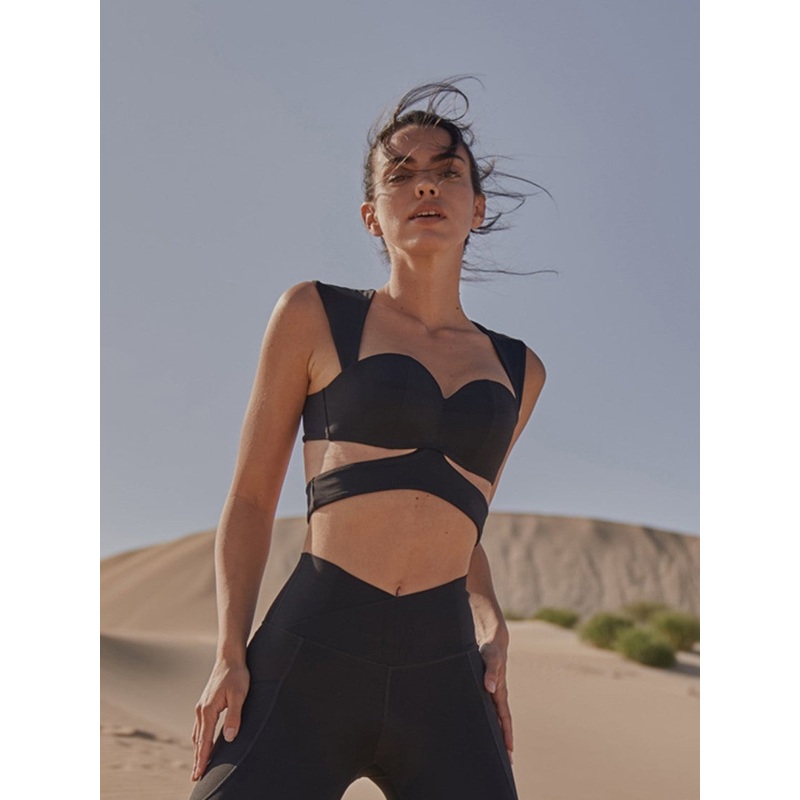 Wiskii Elegant Corset Sports Women Sportswear Bra Black