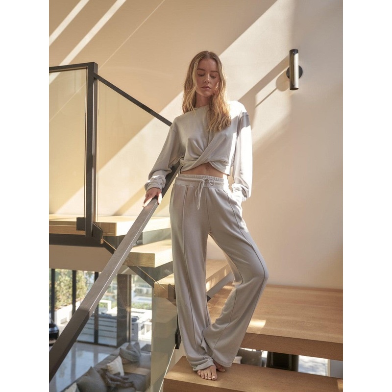 Wiskii High-Waist Lounge Wide-Leg Women Sportswear Pant Glacier Grey