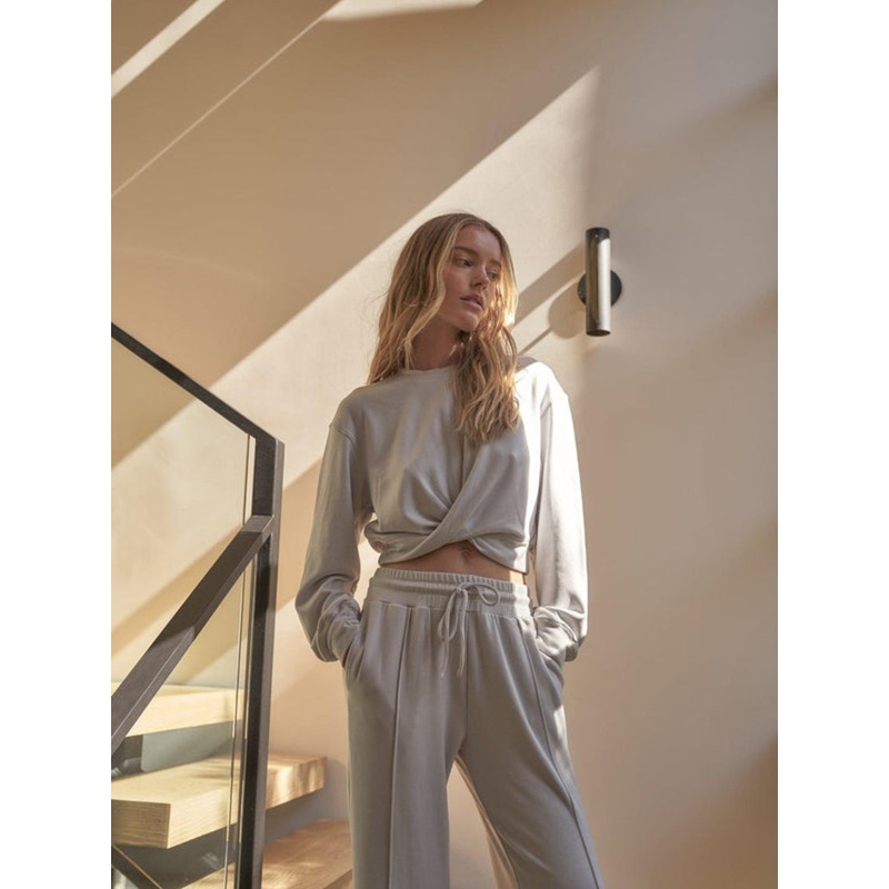 Wiskii Twist Top Women Sportswear Long Sleeve Glacier Grey