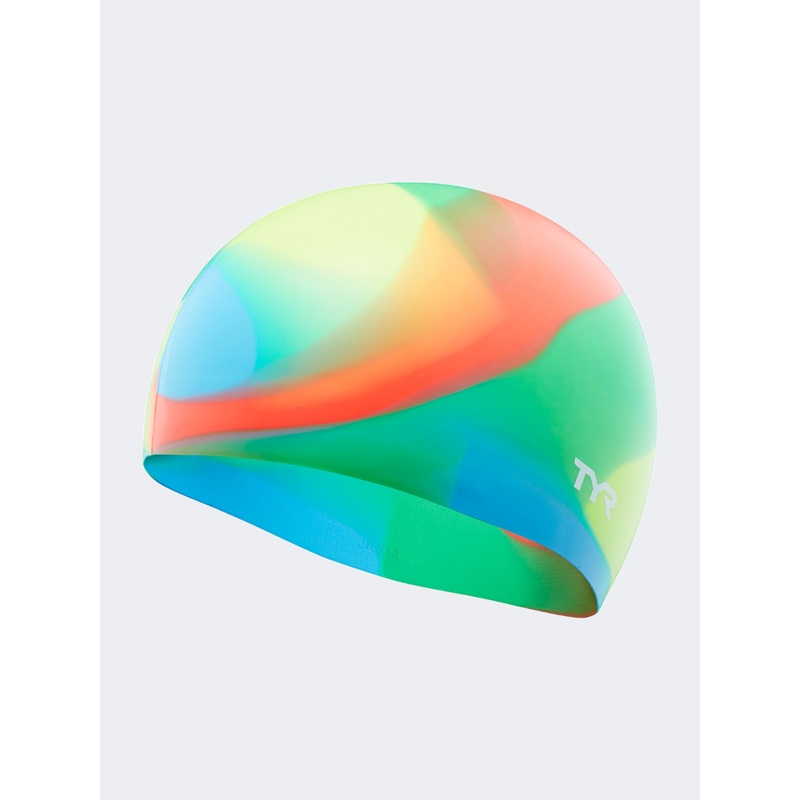 Tyr Youth Silicone Girls Swim Cap Blue/Yellow