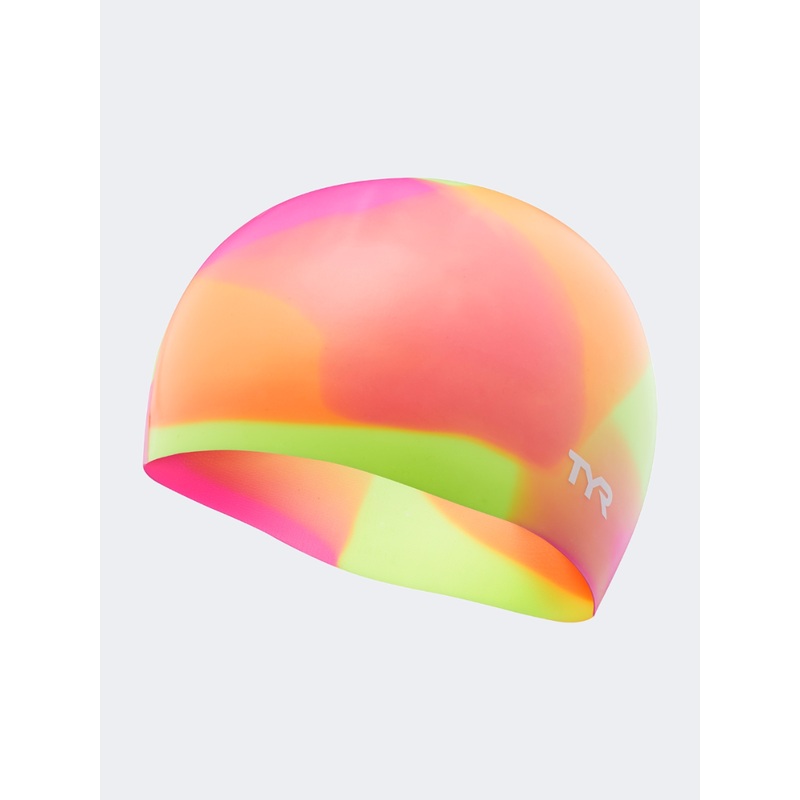 Tyr Youth Silicone Girls Swim Cap Pink/Yellow/Orange