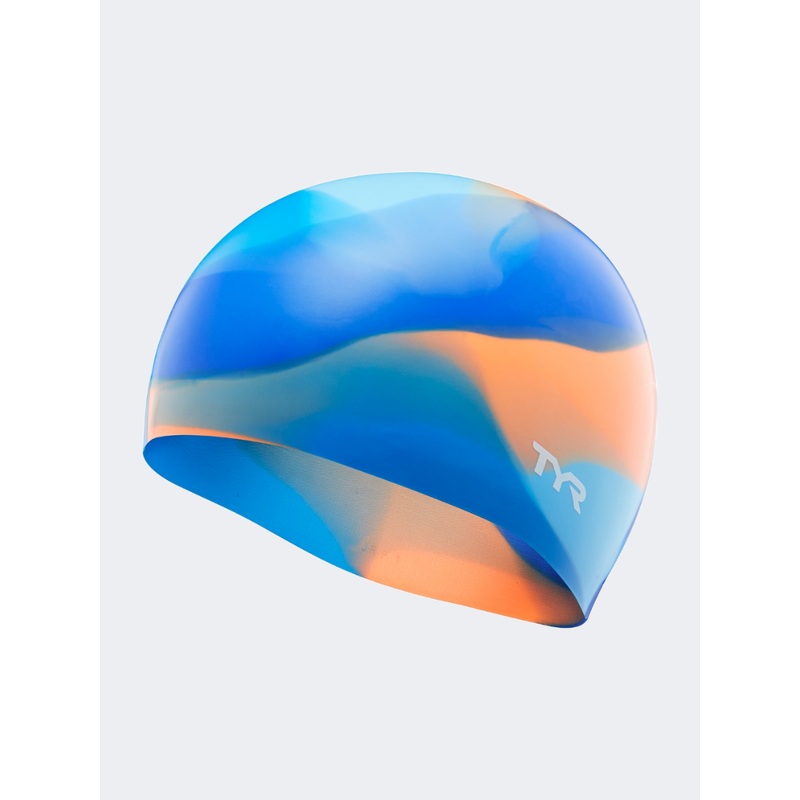 Tyr Youth Silicone Kids Swim Cap Blue/Orange