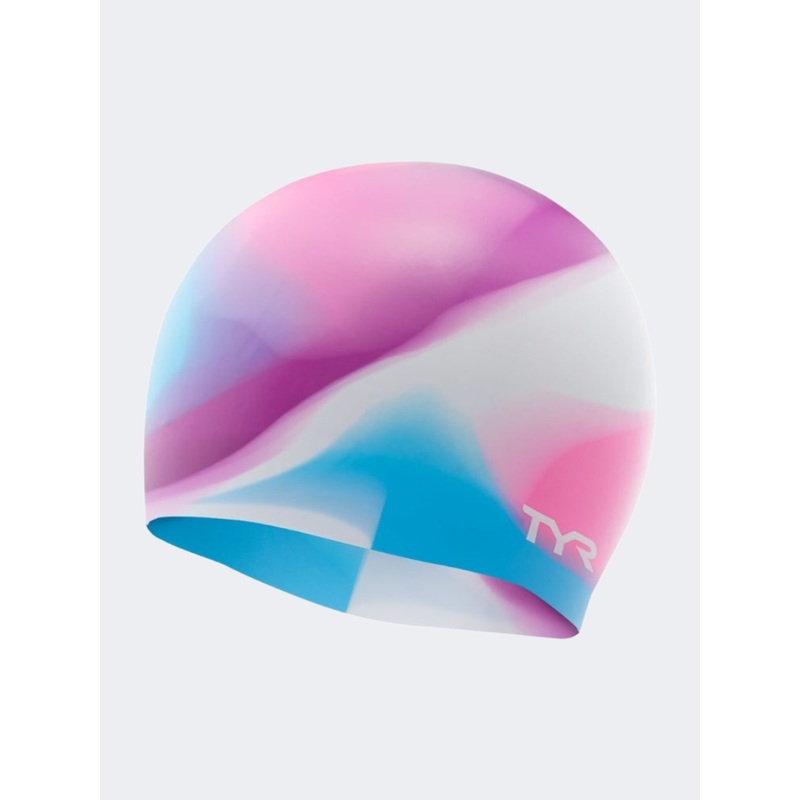 Tyr Youth Silicone Kids Swim Cap Pink/Purple/Blue