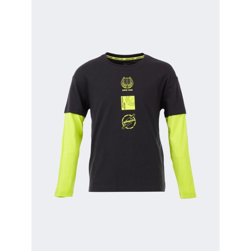 Erke Kids Lifestyle Long Sleeve Black/Yellow