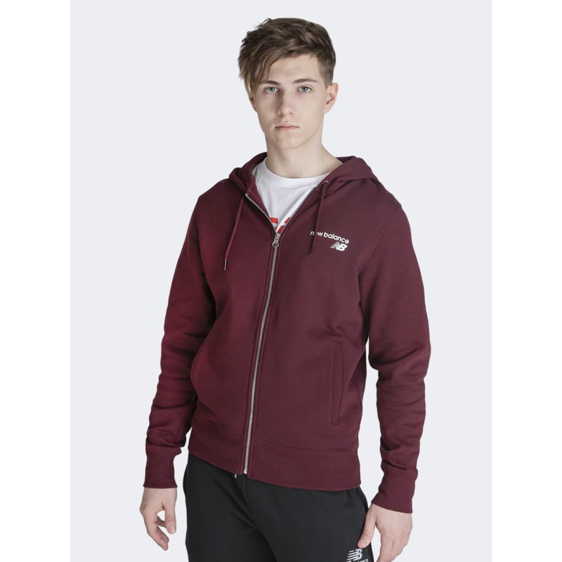 New Balance Core Full Zip Men Lifestyle Hoody Burgundy