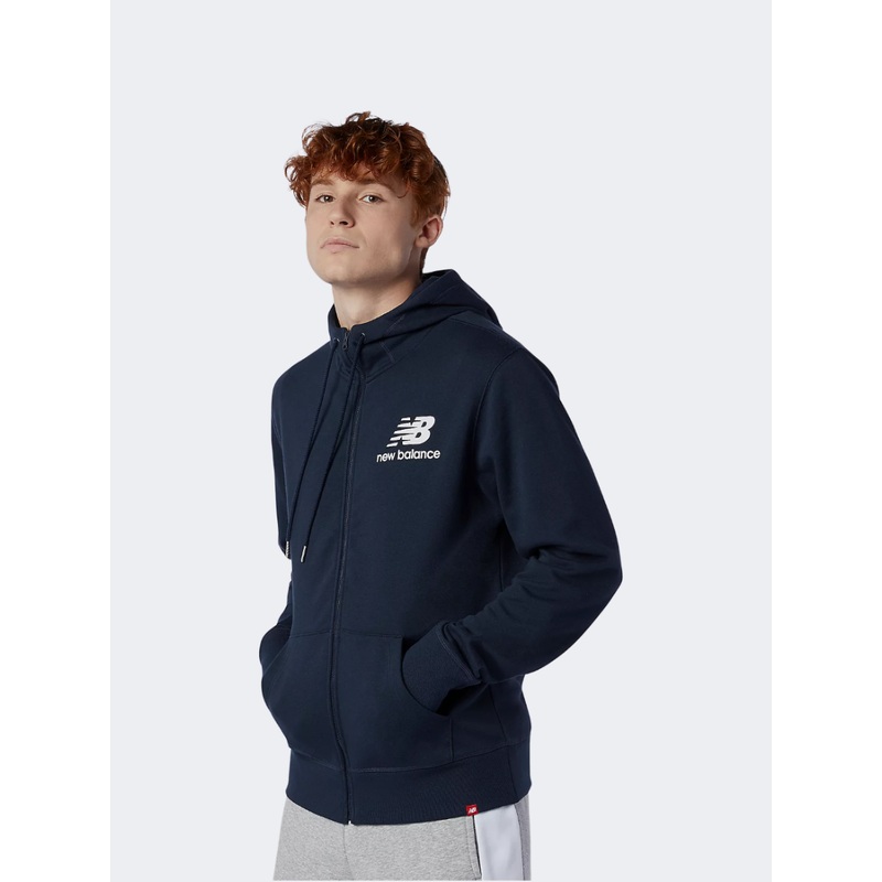 New Balance Essentials Stacked Full Zip Men Lifestyle Hoody Eclipse
