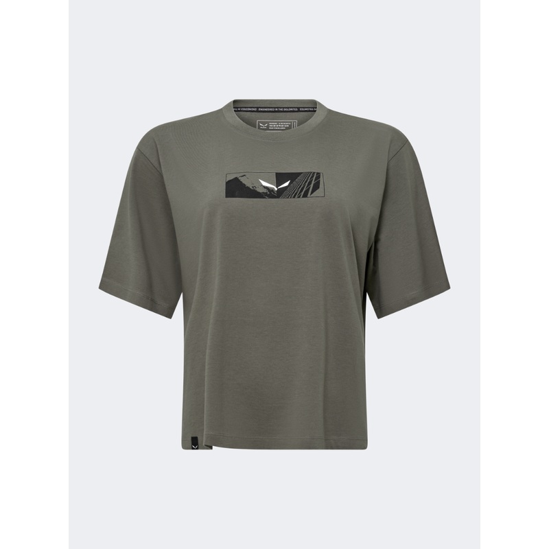 Salewa Eagle Hybrid Loose Women Hiking T-Shirt Faded Green