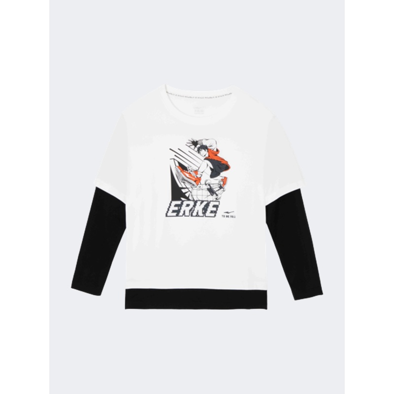 Erke Kids Lifestyle Long Sleeve White/Black
