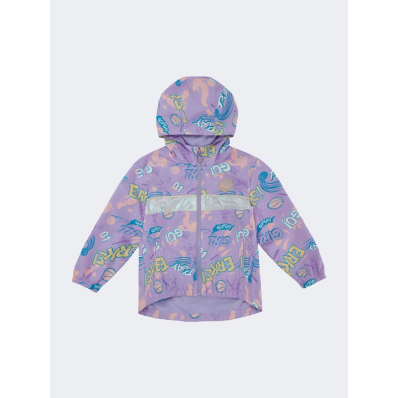 Erke Windbreaker Little-Girls Lifestyle Jacket Purple/Light Yellow