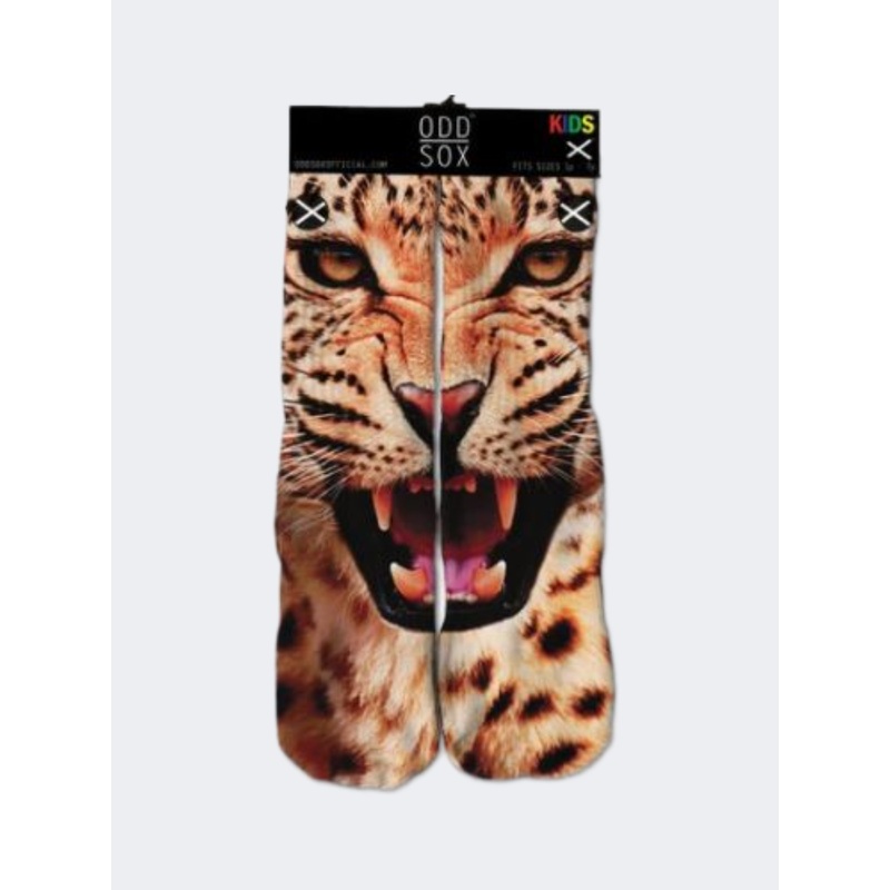 Odd Sox Cheetah Kids Lifestyle Sock Orange/Beige