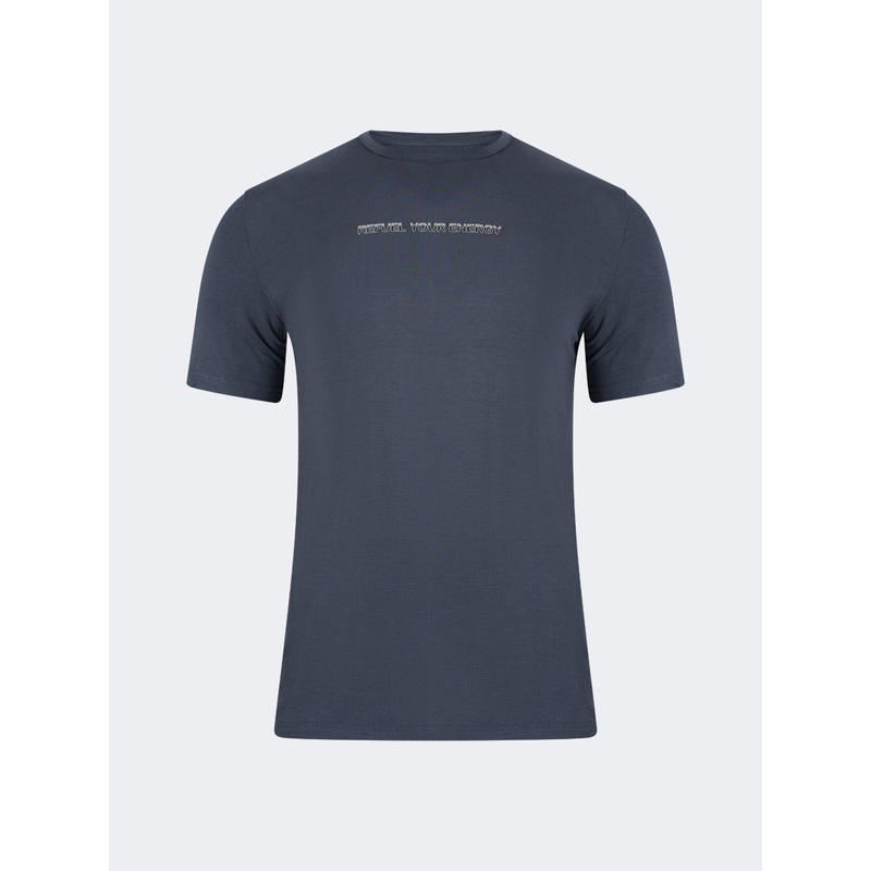 Oil And Gaz Comfortable Men Sportwear T-Shirt R-Neck Grey