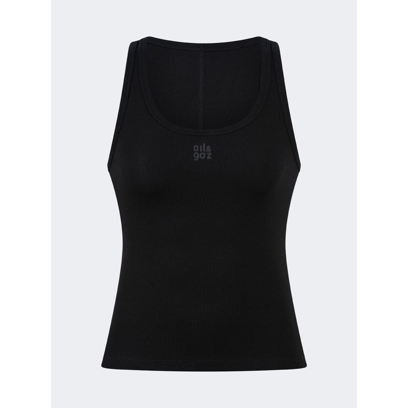 Oil And Gaz Ribbed Women Lifestyle Tank Black