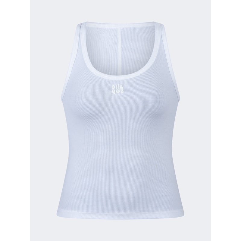 Oil And Gaz Ribbed Women Lifestyle Tank White