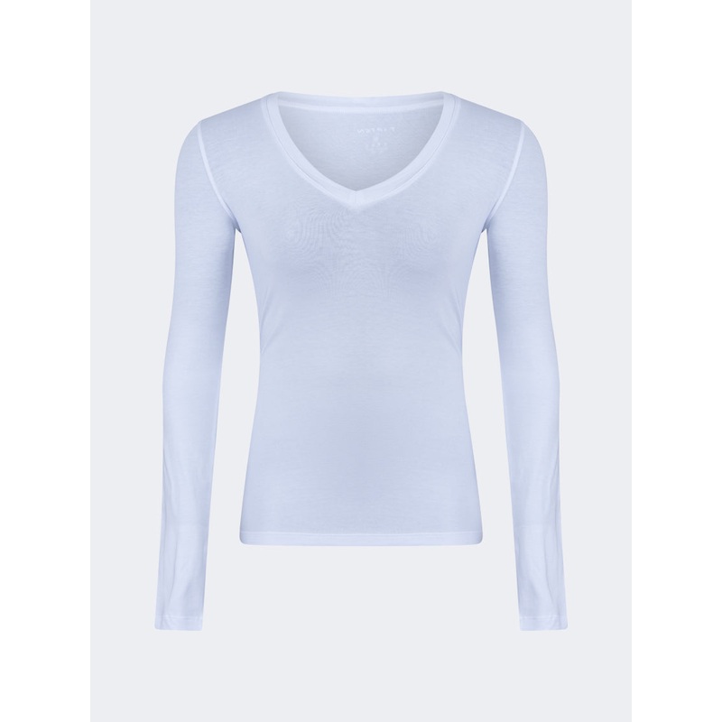 Top Ten Comfortable Women Lifestyle V-Long Sleeve White