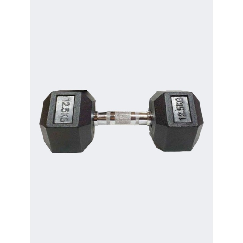 Irm-Fitness Factory Rubber Hex Dumbbell 12.5Kg Weights Black