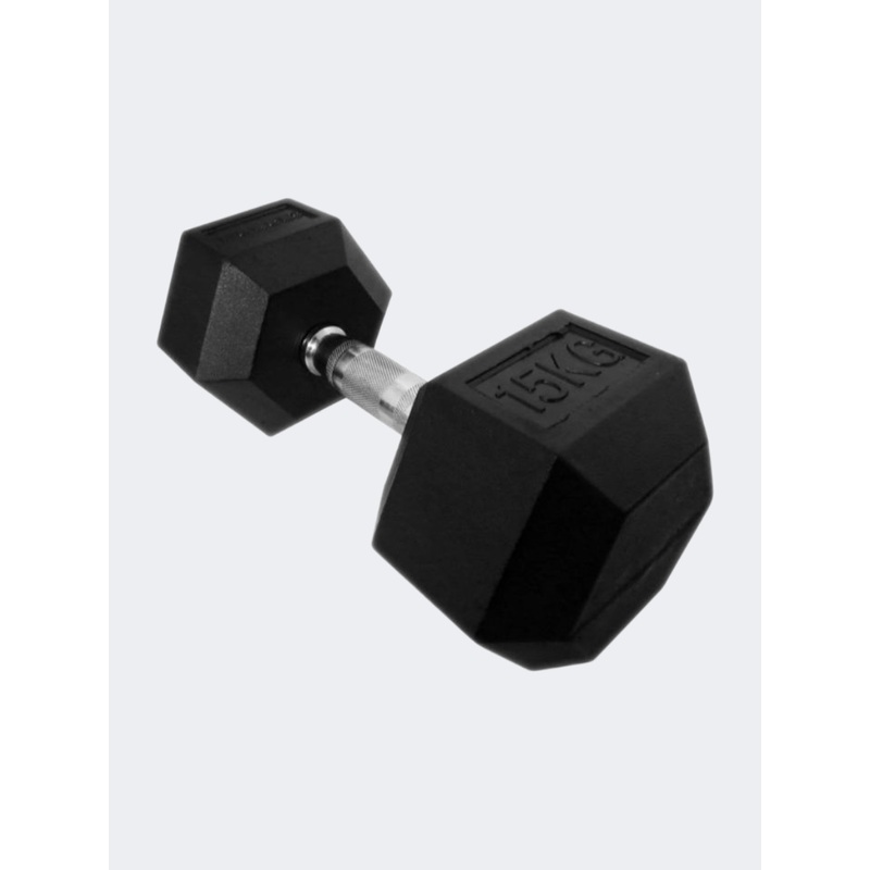 Irm-Fitness Factory Rubber Hex Dumbbell 15Kg Weights Black