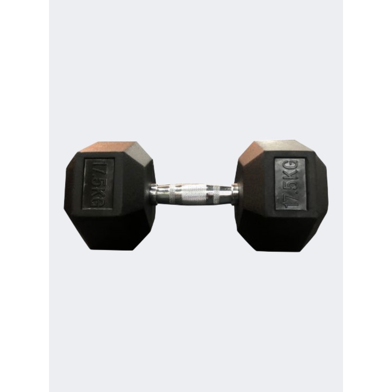 Irm-Fitness Factory Rubber Hex Dumbbell 17.5Kg Weights Black