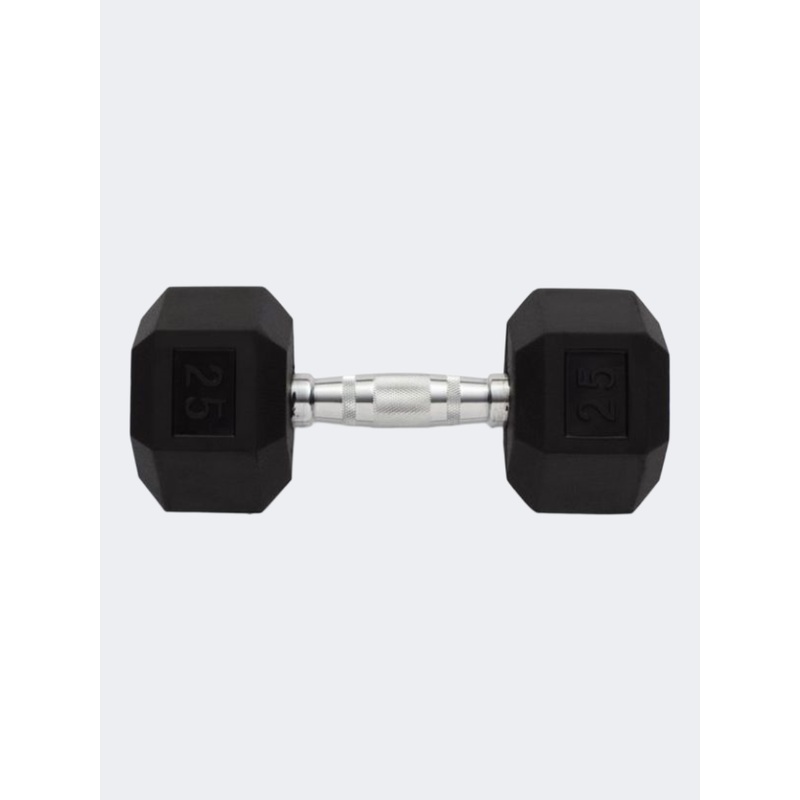 Irm-Fitness Factory Rubber Hex Dumbbell 25Kg Weights Black