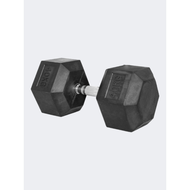 Irm-Fitness Factory Rubber Hex Dumbbell 40Kg Weights Black