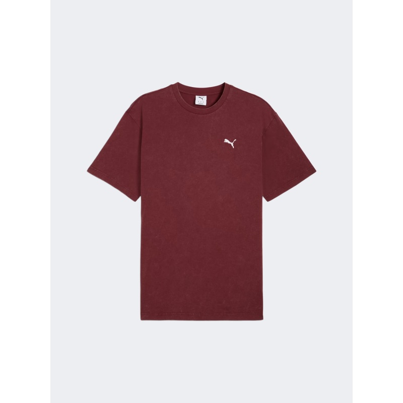 Puma Essentials Relaxed Wash Men Lifestyle T-Shirt Ruby Shimmer