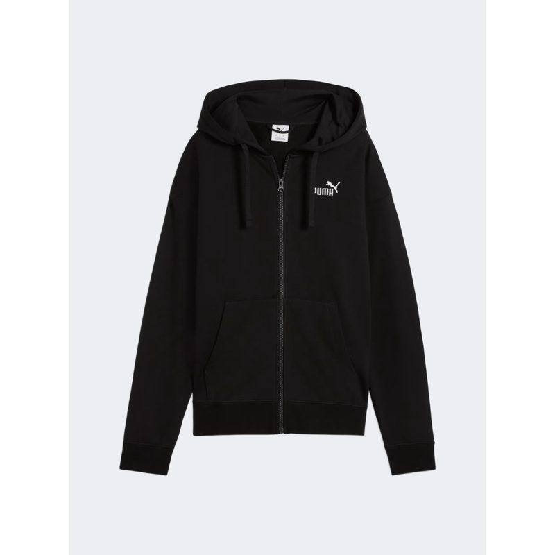 Puma Essentials Small Number 1 Logo Comfort Full Zip Women Lifestyle Hoody Black