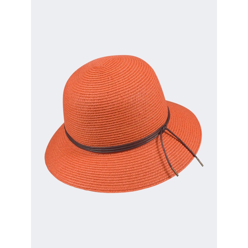 Stamion Cloche With Decorative Cord Women Beach Hat Coral