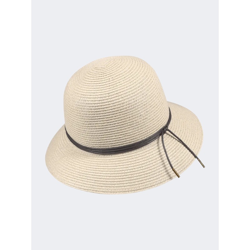 Stamion Cloche With Decorative Cord Women Beach Hat Off White