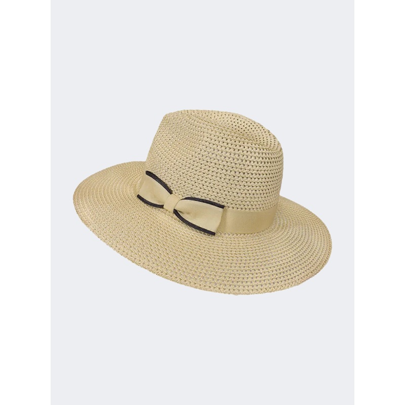 Stamion Elegant With Bow Women Beach Hat Natural/Black