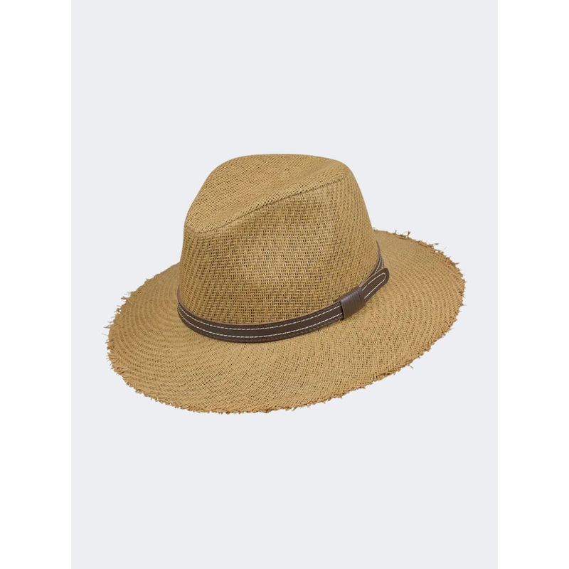 Stamion Fedora Fringes And Stripe Men Beach Hat Light Brown