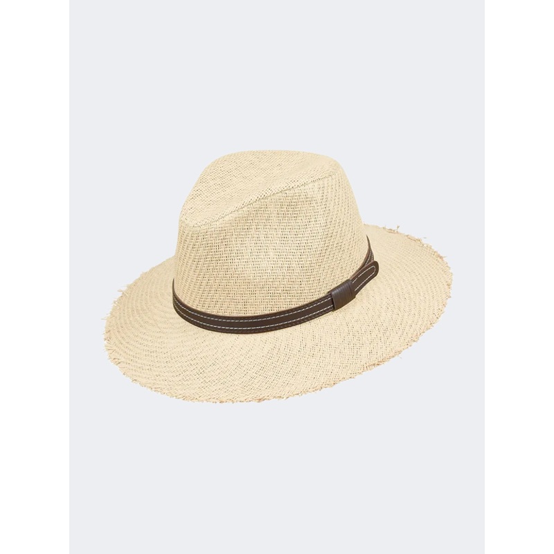 Stamion Fedora Fringes And Stripe Men Beach Hat Natural