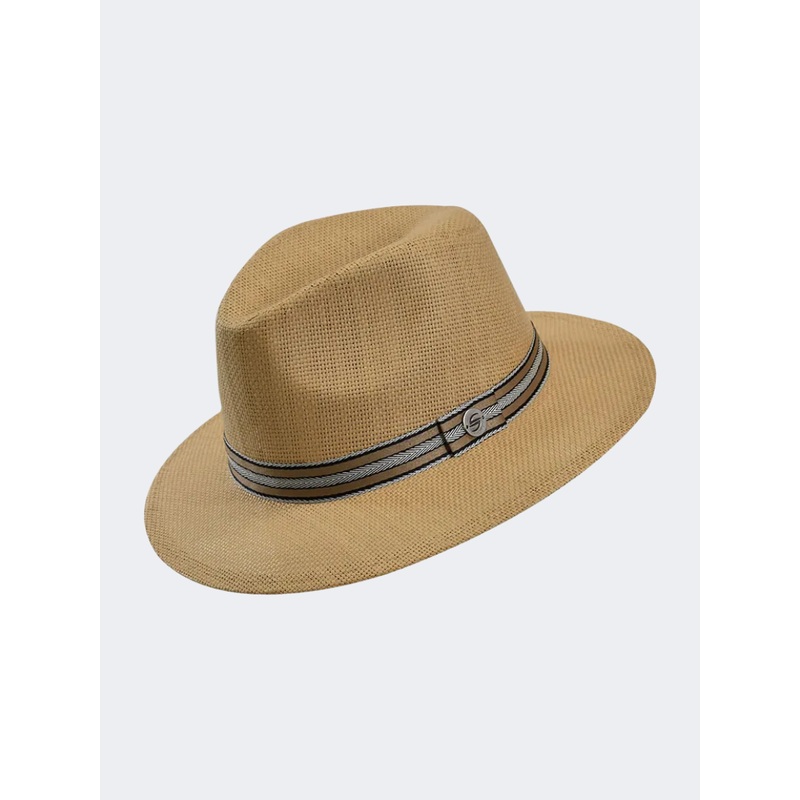 Stamion Fedora Metallic Logo S Men Beach Hat Natural/Brown