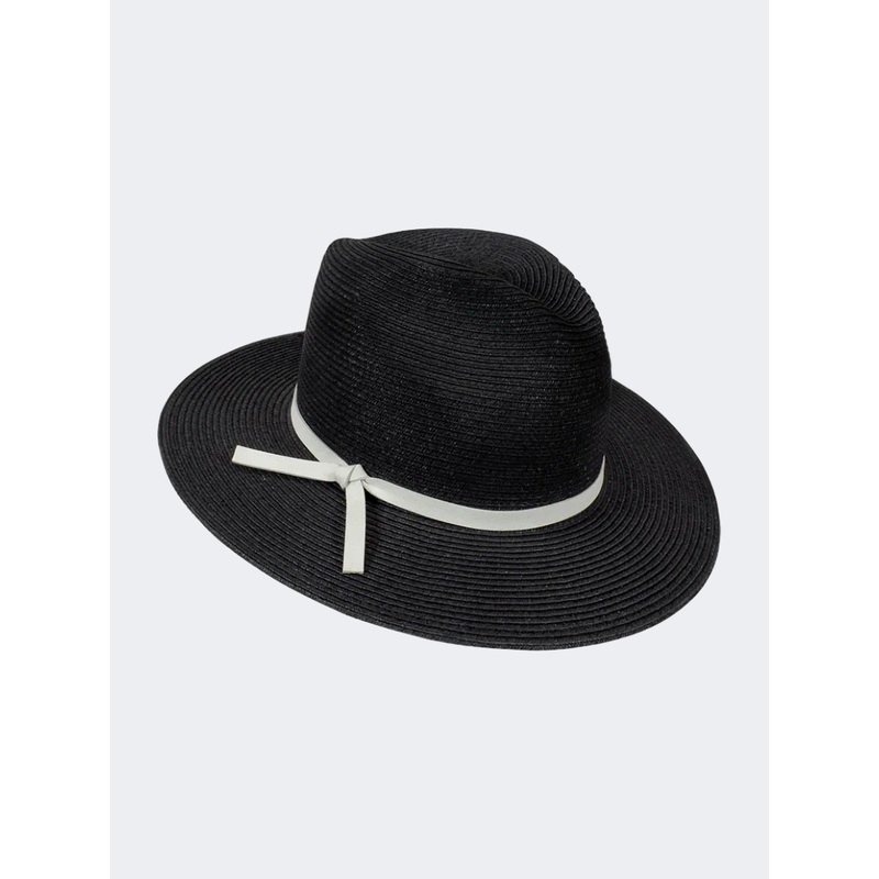 Stamion Fedora Ribbon Leather Strap Men Beach Hat Black/Light Grey