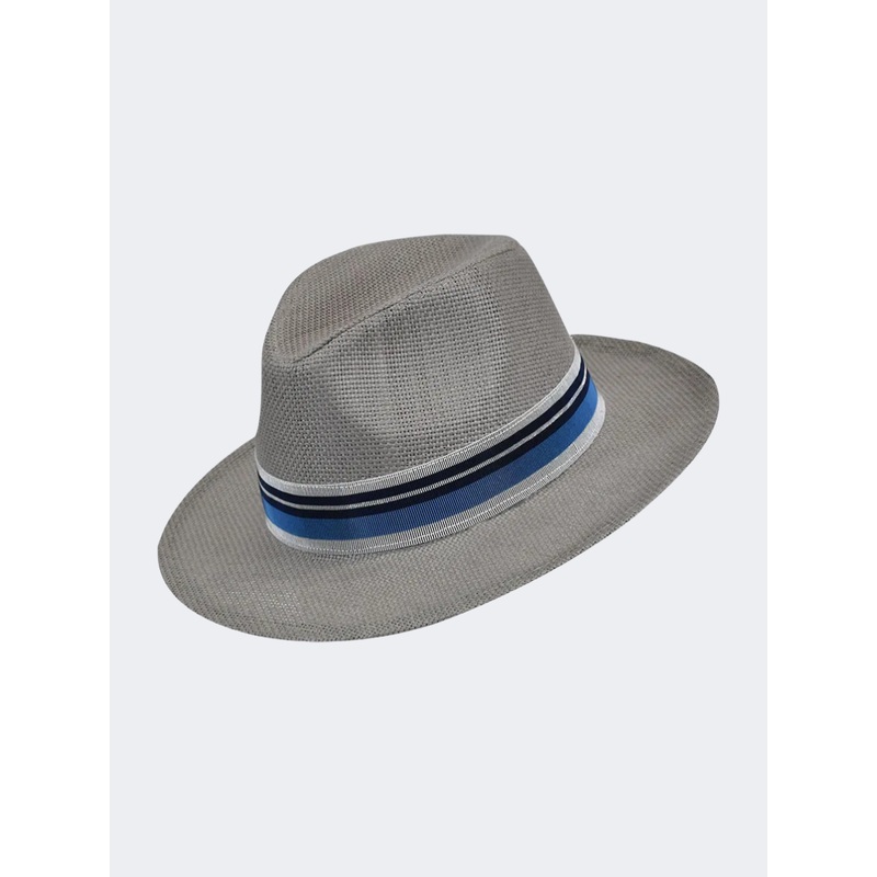 Stamion Fedora Zen Stretch Ribbon Men Beach Hat Grey