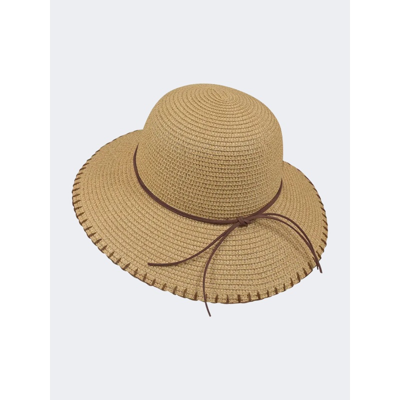 Stamion Floppy Medium With Drawstring Women Beach Hat Light Brown