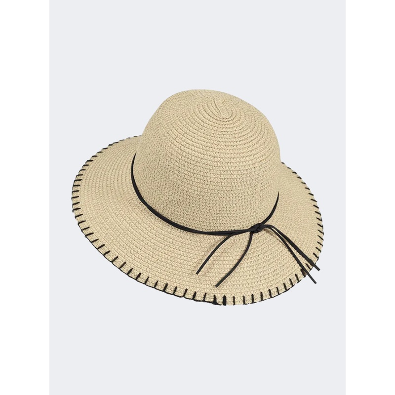 Stamion Floppy Medium With Drawstring Women Beach Hat Natural/Black