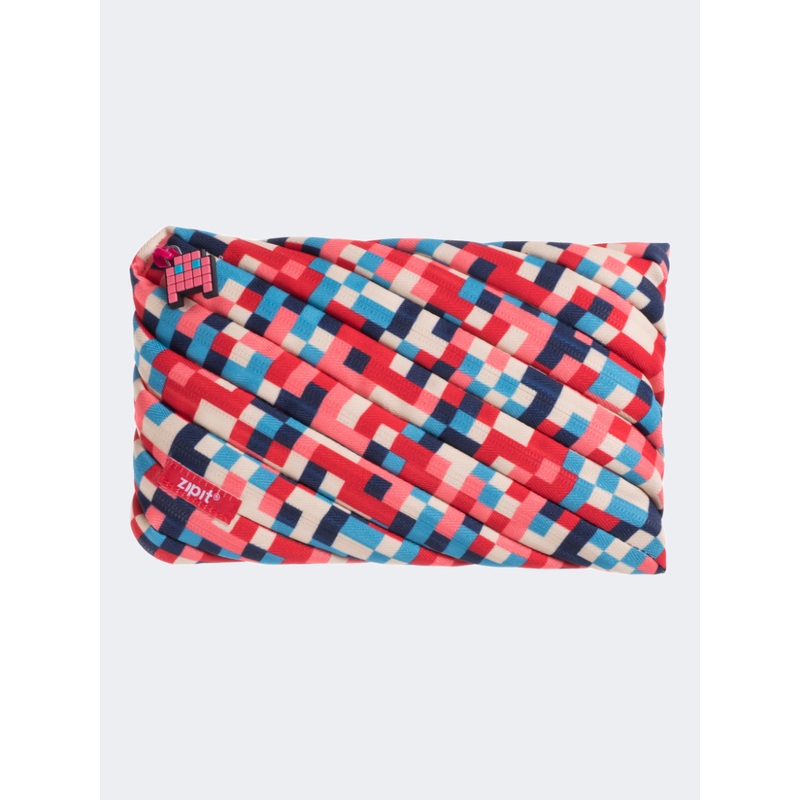 Zipit Pixel Jumbo Pouch Back To School Pencil Case Blue/Red