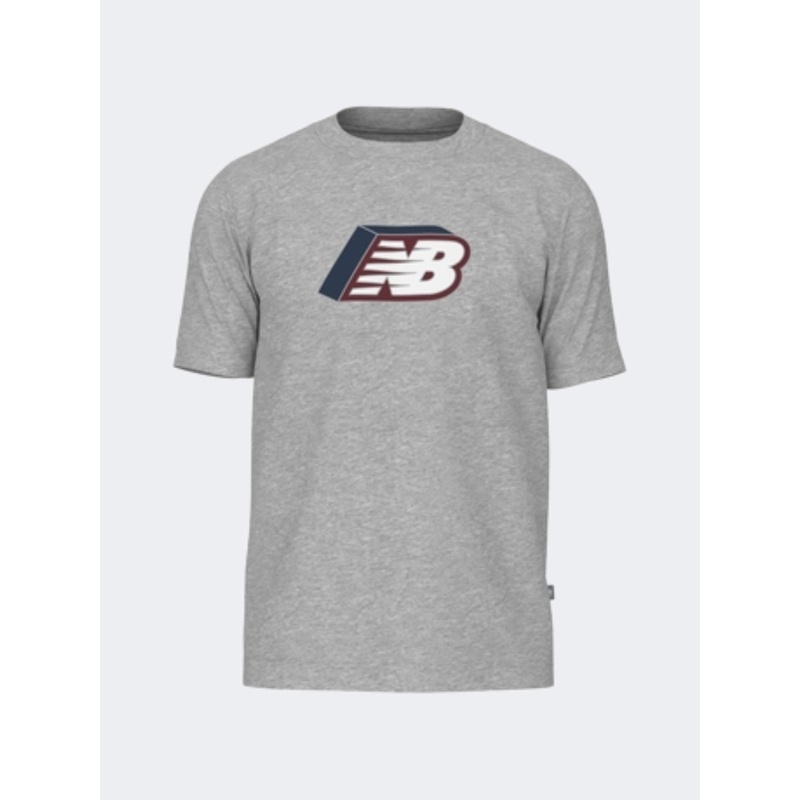 New Balance Cubed Logo Men Lifestyle T-Shirt Athletic Grey