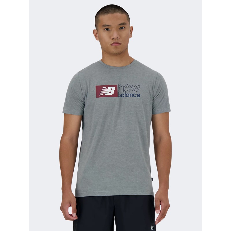 New Balance Sport Essentials Heathertech Graphic Men Performanc T-Shirt Grey Heather