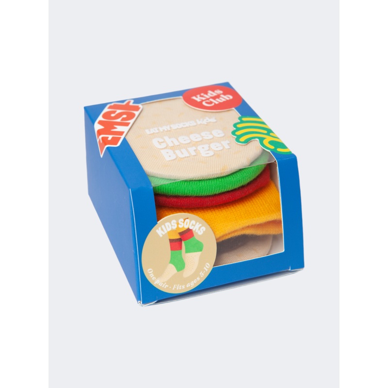 Eat My Socks Cheeseburger Kids Lifestyle Sock Multicolor
