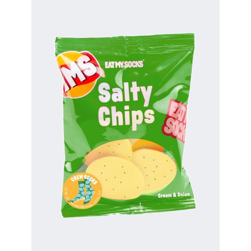 Eat My Socks Salty Chips Unisex Lifestyle Sock Green/Multicolor